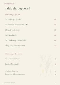 Contents page of The Natural Living Recipe Book